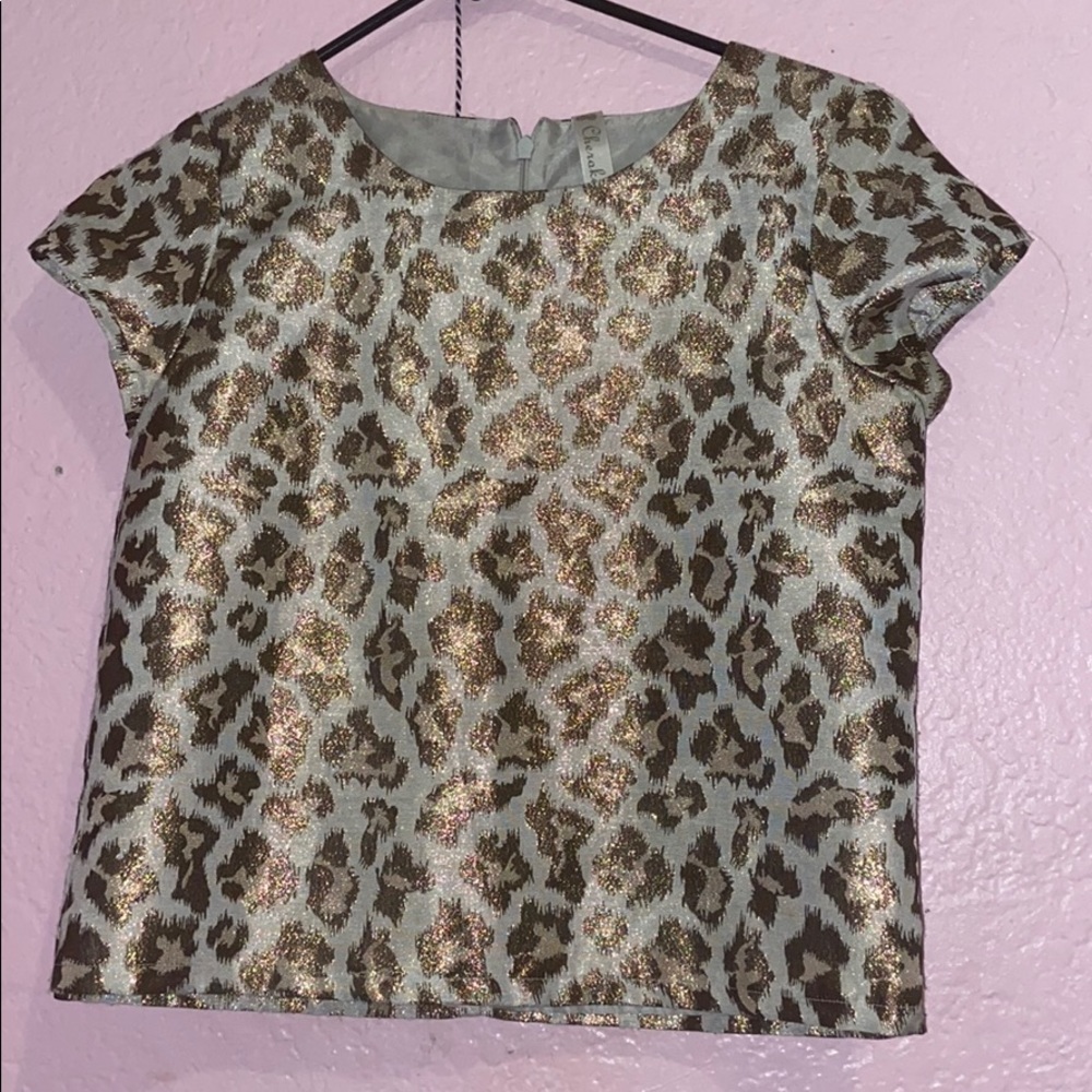 Cherokee cheetah glitter top
